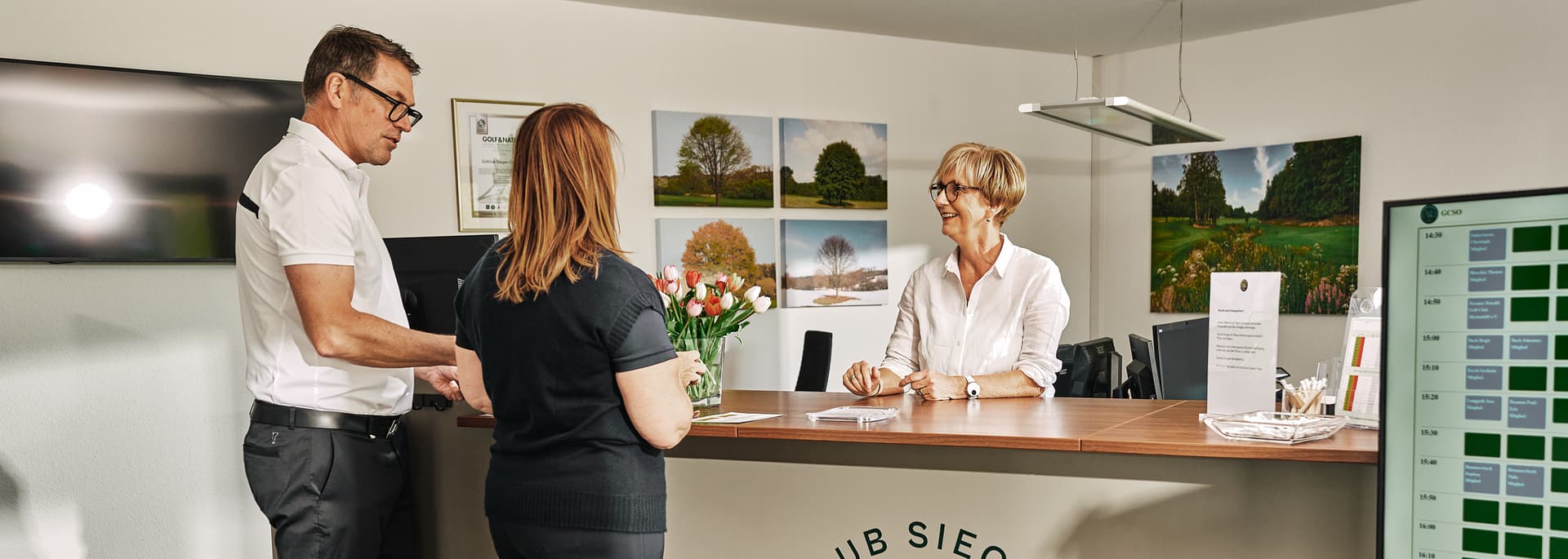 Rezeption des Golfclubs Siegen-Olpe, immer ein freundlicher Empfang